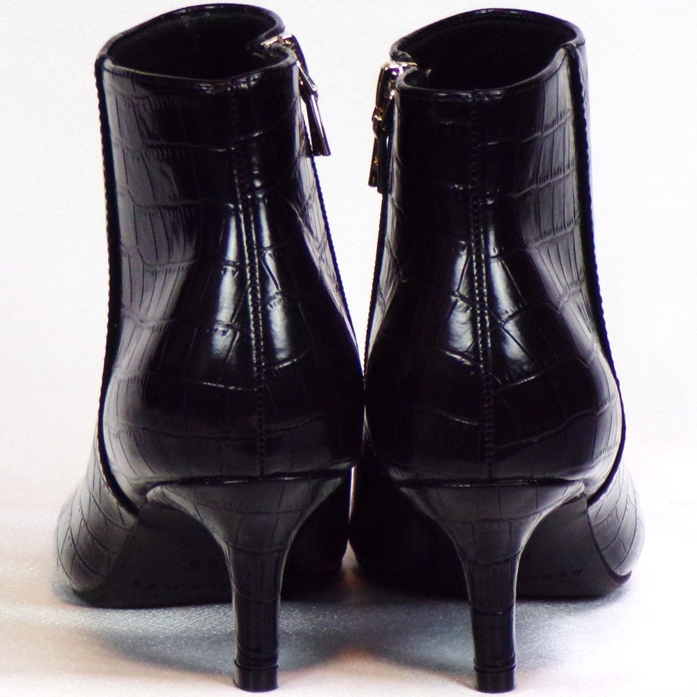AEROSOLES 6.5M EDITHBLACK black faux-snakeskin mid-heel point-toe ankle boots - Picture 6 of 14